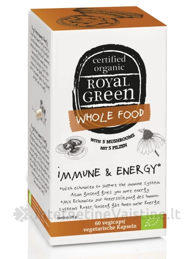 ROYAL GREEN BIO Energija ir imunitetas N60 kaps | internetinevaistine.lt
