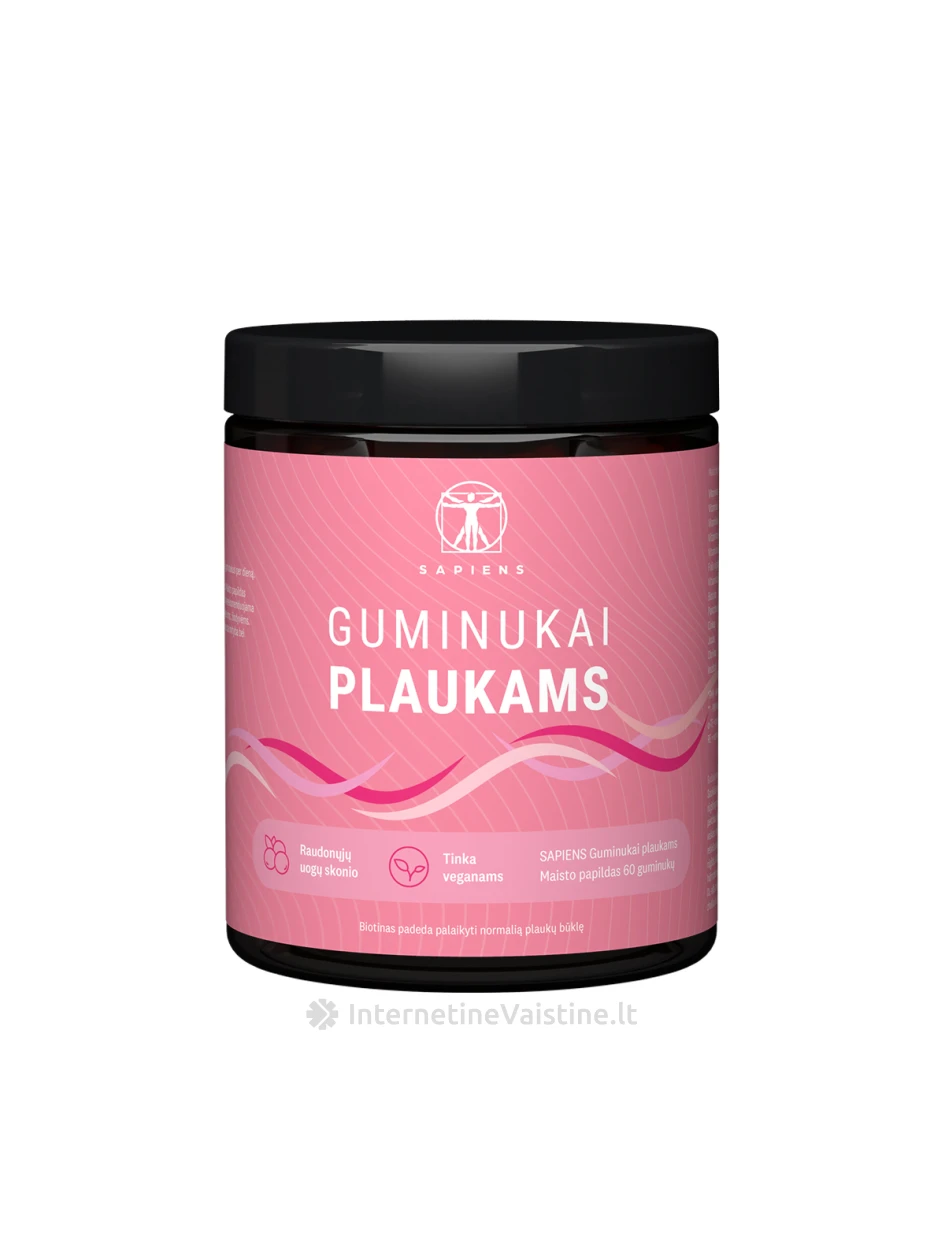 SAPIENS Guminukai plaukams N60, 60 vnt. | internetinevaistine.lt