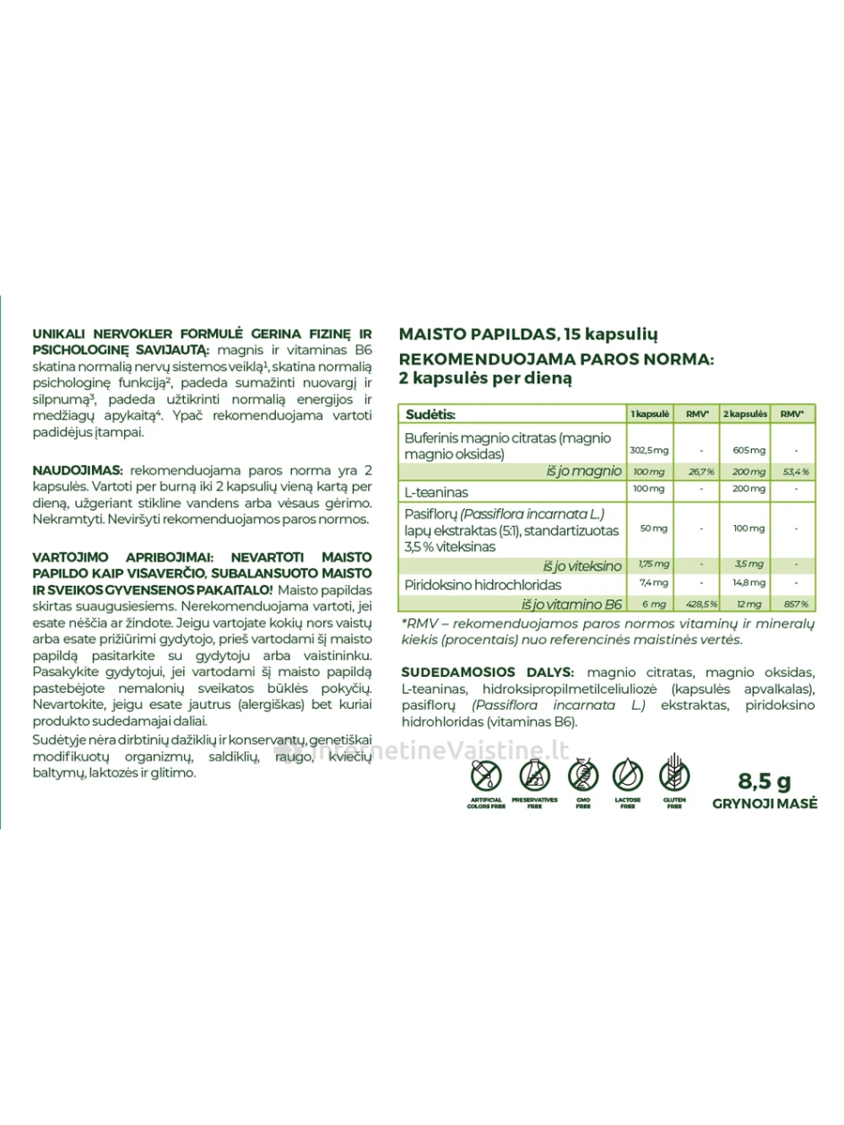 CLARIWELL NERVOKLER kaps. N15 | internetinevaistine.lt