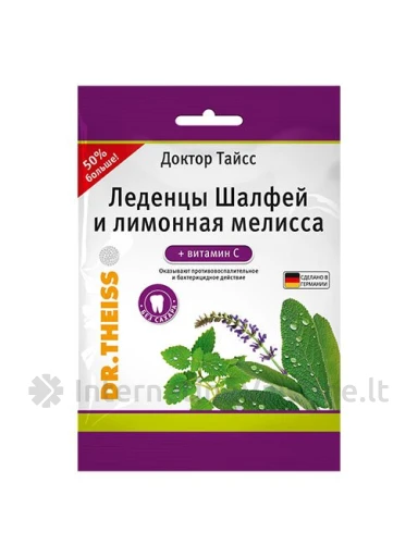 DR.THEISS, ledinukai šalavijų ir melisų skonio su vitaminu C, 75 g, Vnt | internetinevaistine.lt