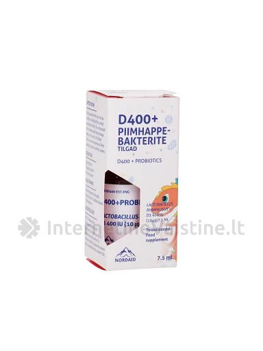 NORDAID D400 + gyvybingos bakterijos, kūdikiams ir vaikams iki 12 metų, 7,5ml, N1 | internetinevaistine.lt