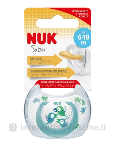 NUK čiulptukas STAR lateks. 2d. (6-18mėn.) N1 | internetinevaistine.lt
