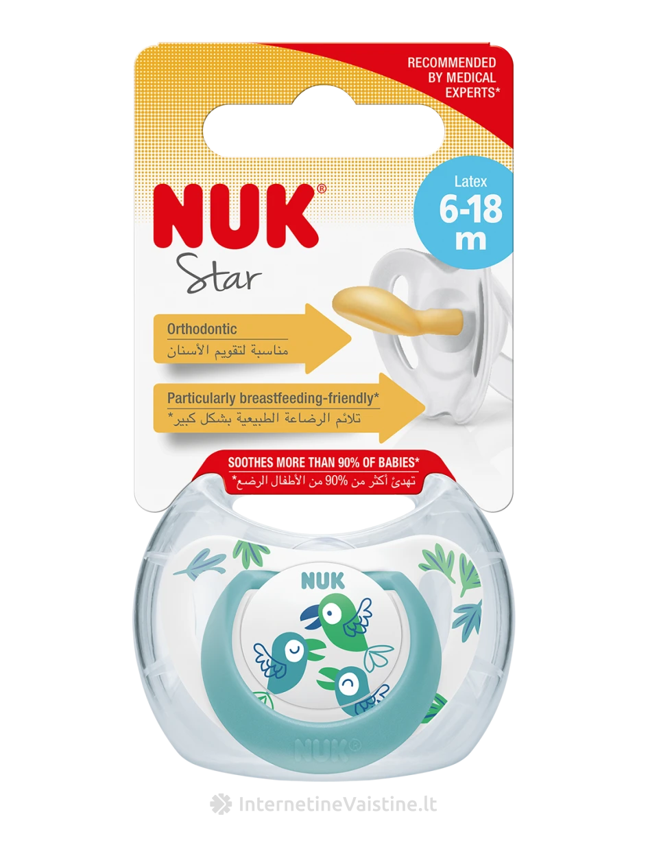 NUK čiulptukas STAR lateks. 2d. (6-18mėn.) N1 | internetinevaistine.lt