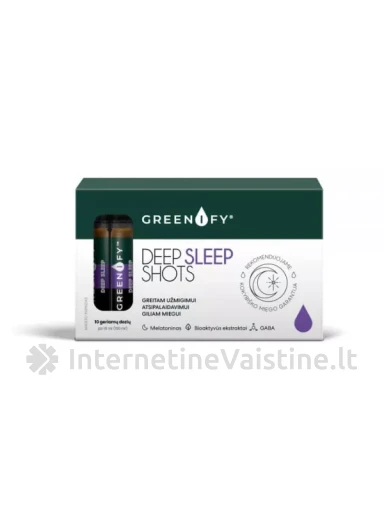 GREENIFY DEEP SLEEP shots, kokybiškam miegui ir atsipalaidavimui, 10 vnt. | internetinevaistine.lt