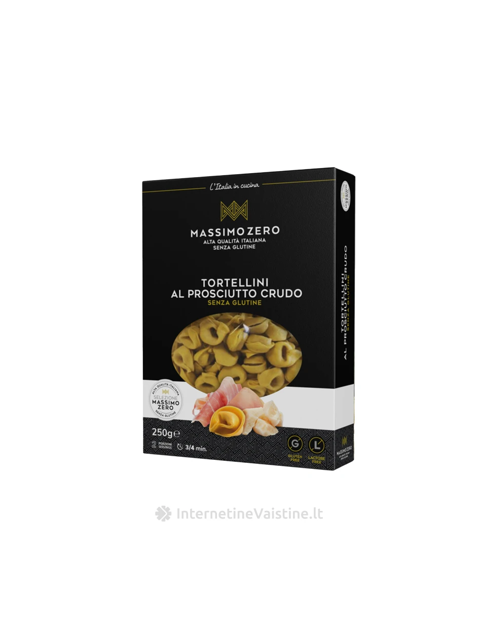 MASSIMO ZERO TORTELLINI PROSCIUTTO CRUDO  -  itališki koldūnai su kumpio įdaru, 250g | internetinevaistine.lt