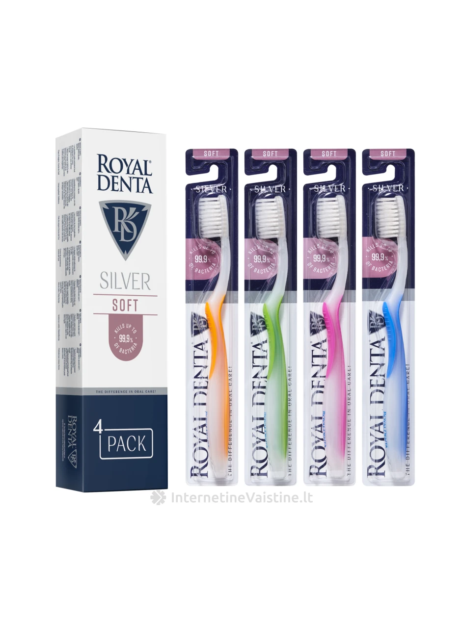 ROYAL DENTA dantų šepetėlių rinkinys SILVER SOFT 4 vnt. | internetinevaistine.lt
