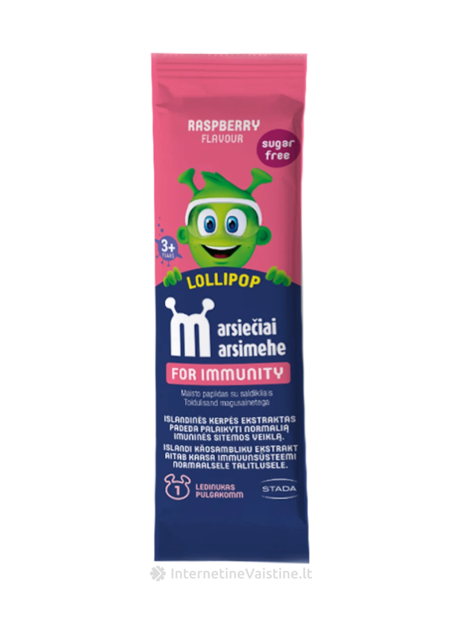 MARSIEČIAI maisto papildas RASPBERRY LOLLIPOPS,  ledinukas N1, Vnt | internetinevaistine.lt