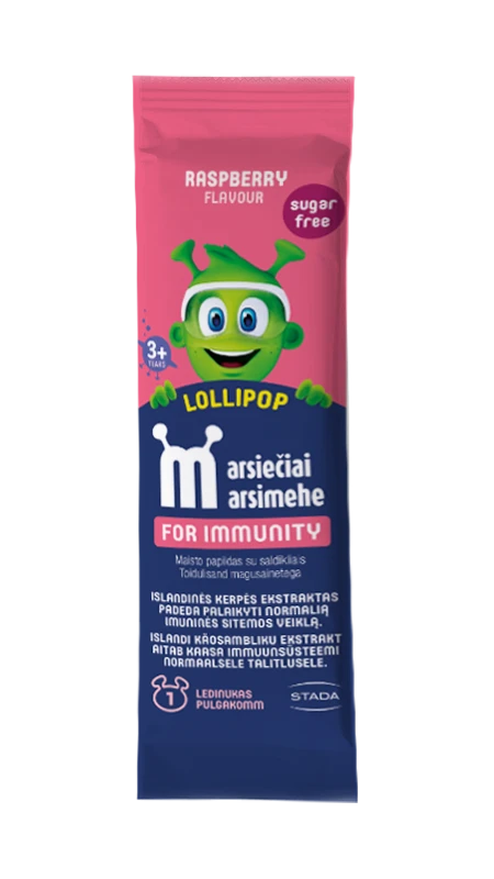 MARSIEČIAI maisto papildas RASPBERRY LOLLIPOPS, ledinukas N1
