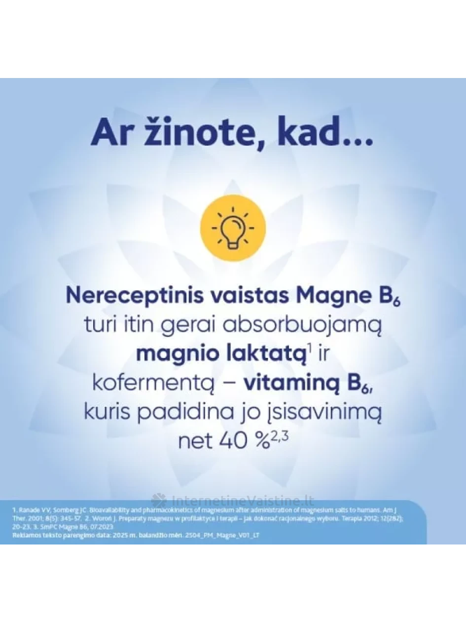 MAGNE B6 dengt. tab. N60, 60 vnt. | internetinevaistine.lt