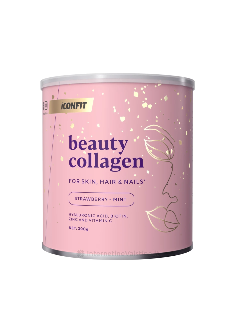 ICONFIT Beauty Collagen-Strawberry Mint milt., 300 g, Vnt | internetinevaistine.lt