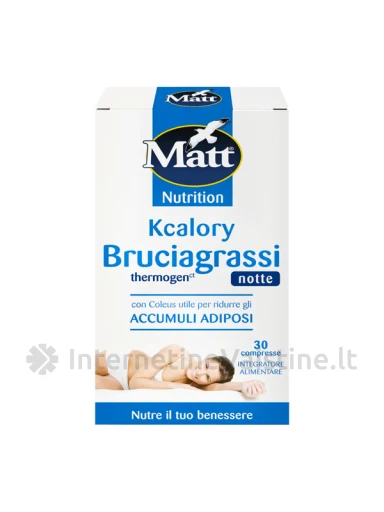 MATT KCalory Bruciagrassi Thermogen Notte, maisto papildas, 30 tablečių, 30 tablečių | internetinevaistine.lt
