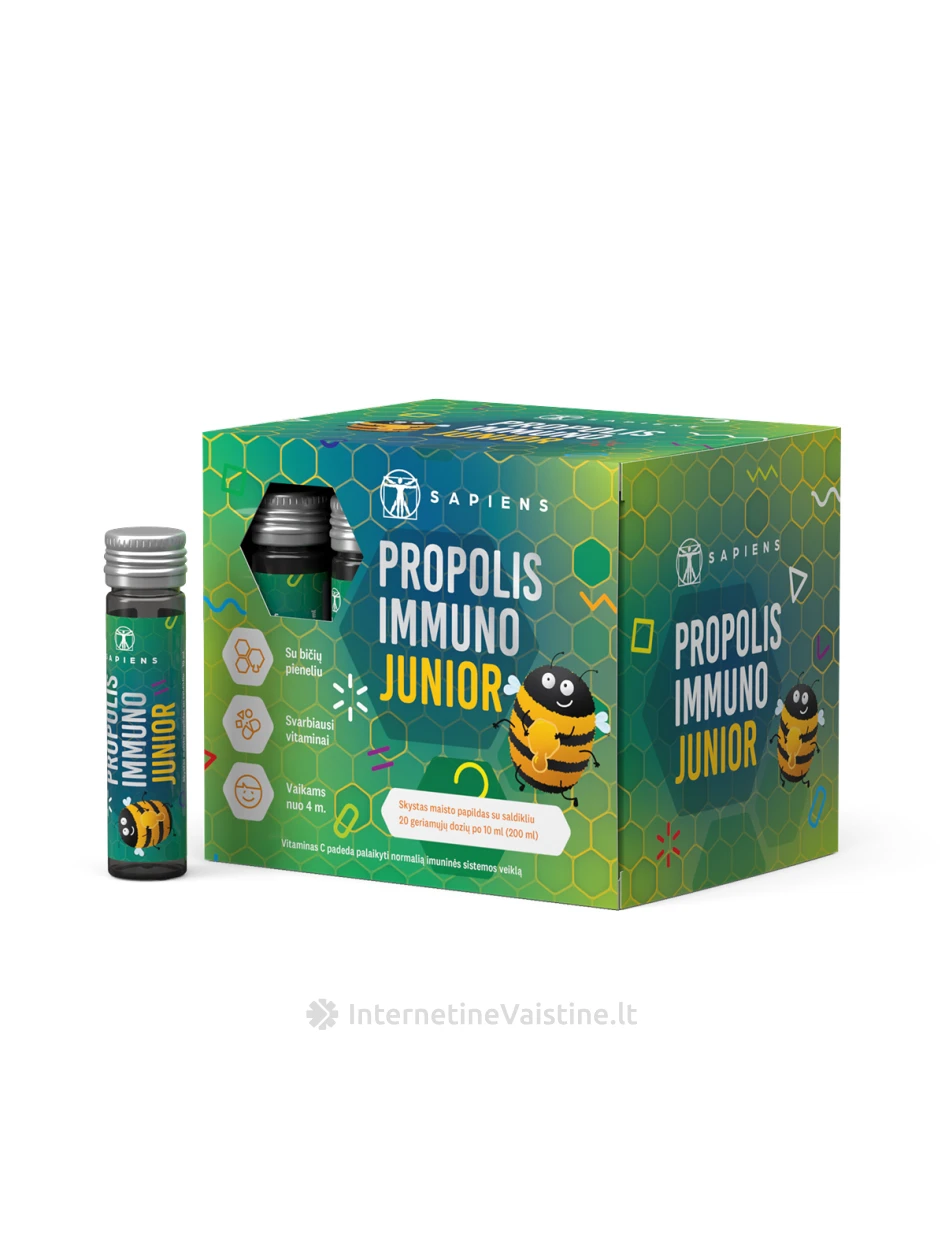 SAPIENS Propolis Immuno Junior gėrimų dozių 10ml N20 | internetinevaistine.lt