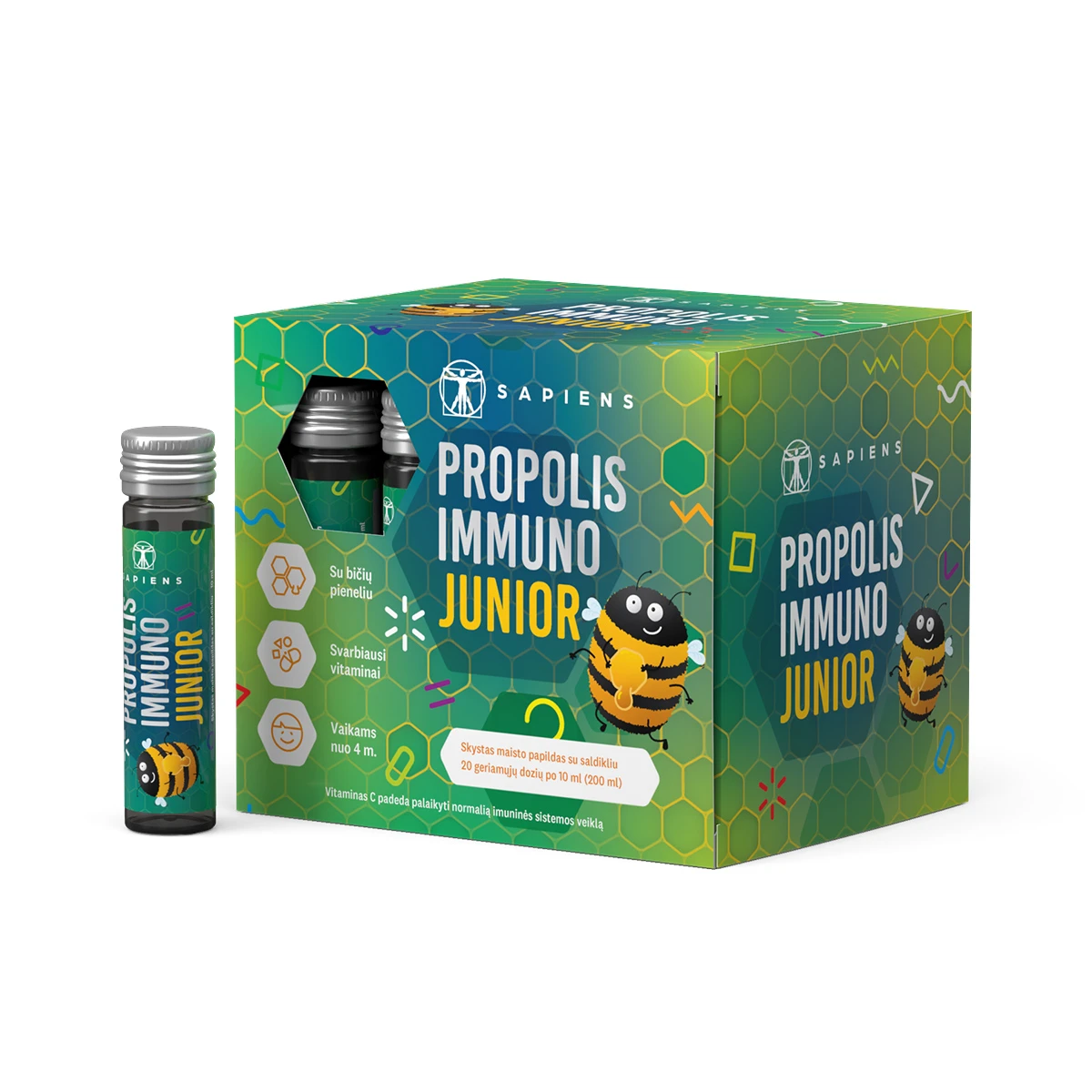 SAPIENS Propolis Immuno Junior gėrimų dozių 10ml N20