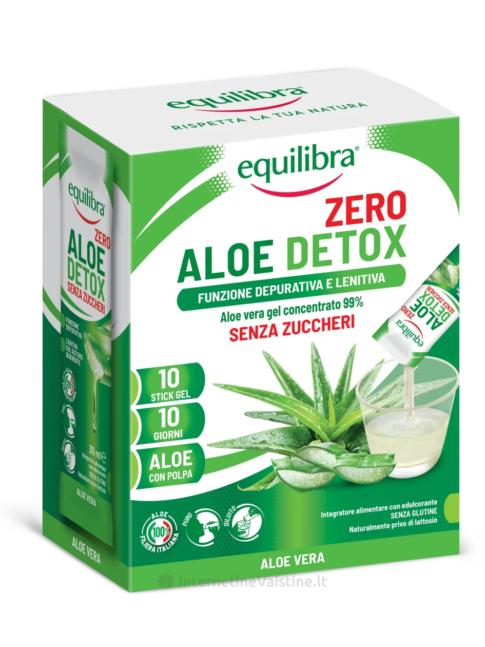 EQUILIBRA ALOE DETOX ZERO aloe gelis koncentr. 30ml pak. N10, 10 vnt. | internetinevaistine.lt