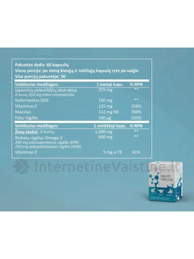 SAPIENS maisto papildas LONGEVITY KOMPLEKSAS, 60 kaps. | internetinevaistine.lt