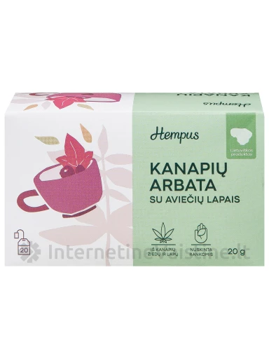 Kanapių arbata su aviečių lapais Hempus, 20g, N1 | internetinevaistine.lt