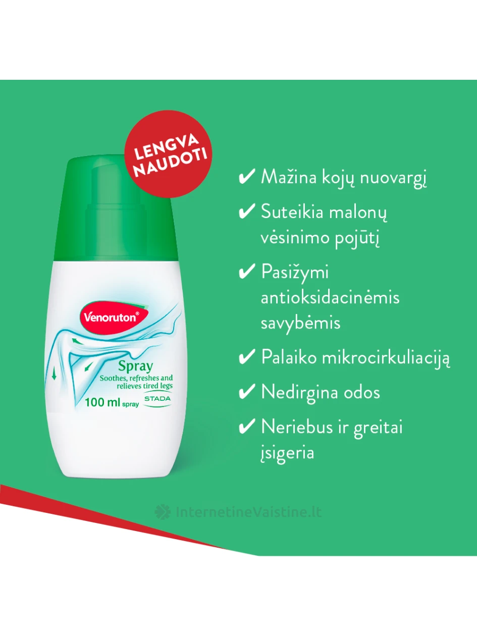 VENORUTON Spray purškalas kojoms, 100 ml | internetinevaistine.lt