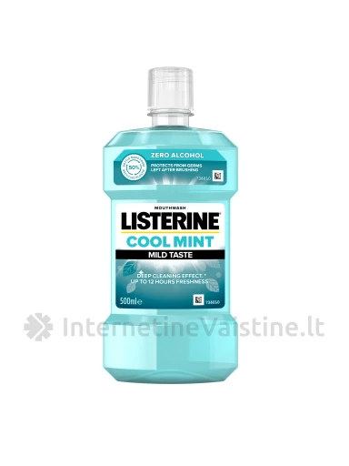 LISTERINE Coolmint Mild taste burnos skalavimo skystis, 500 ml, 500ml | internetinevaistine.lt