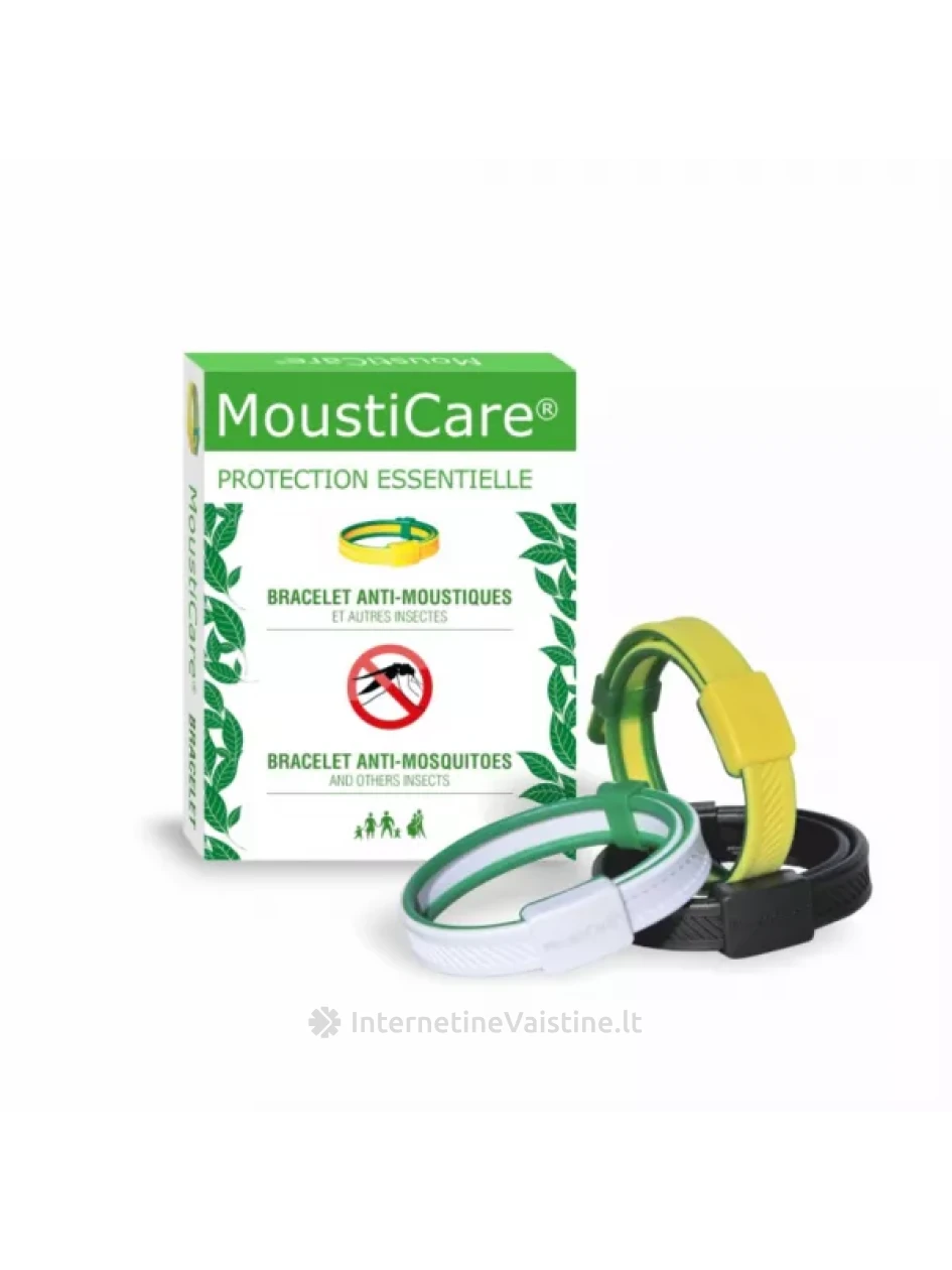 MOUSTICARE apyrankė nuo uodų, erkių, mašalų, (geltona), Vnt | internetinevaistine.lt
