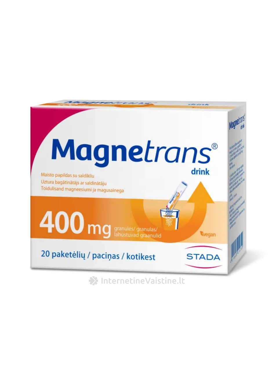 MAGNETRANS maisto papildas granulėmis DRINK 400 mg, N20 | internetinevaistine.lt
