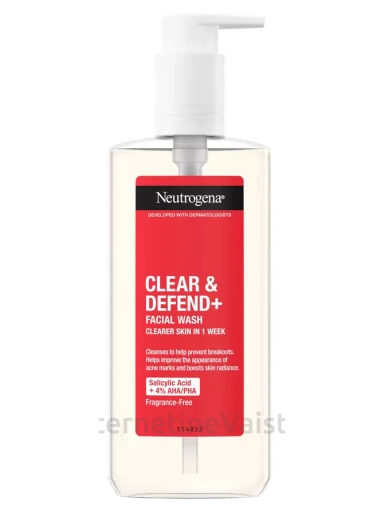 NEUTROGENA Clear&Defend+ valomasis gelis veidui, 200 ml, Vnt | internetinevaistine.lt