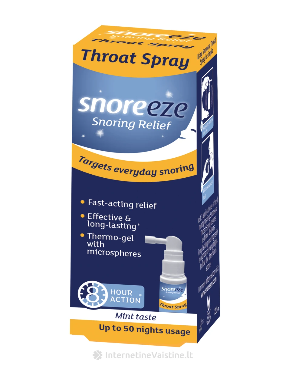 SNOREEZE PURŠKALAS NUO KNARKIMO Į GERKLĘ (APSAUGO NUO KNARKIMO IKI 8 VAL.), N1 | internetinevaistine.lt