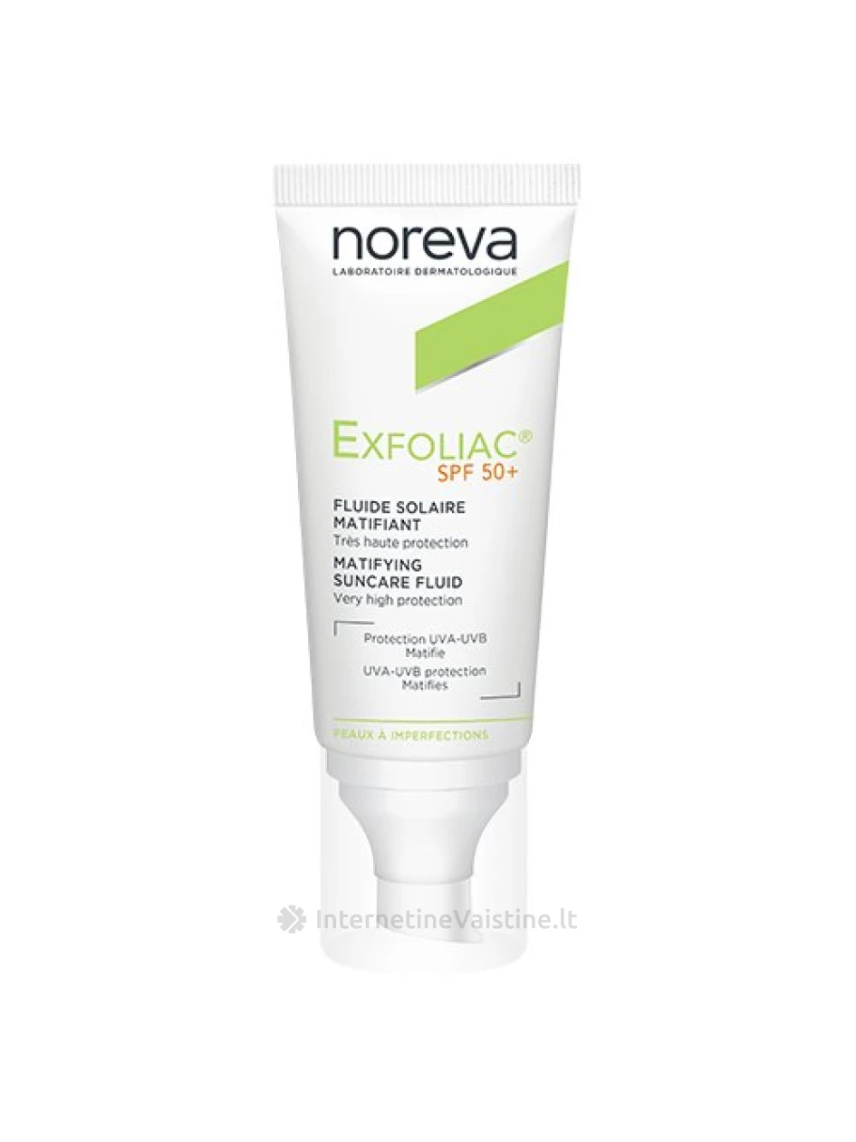 NOREVA EXFOLIAC Skystis apsaug. saulės SPF50+, 30 ml, Vnt | internetinevaistine.lt