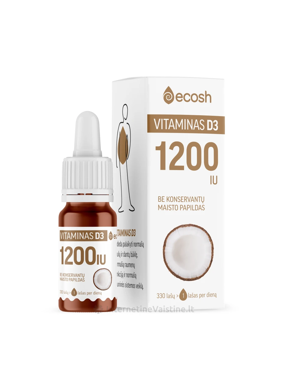ECOSH vit.D3 su kokosų al. 1200TV, 10ml | internetinevaistine.lt