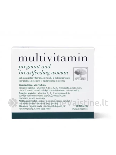NEW NORDIC MULTIVITAMINAI NĖŠČIOMS IR MAITIN. MOTERIMS TAB. N90 | internetinevaistine.lt