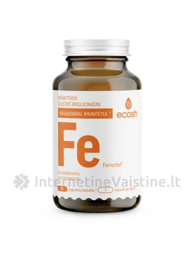 ECOSH bioaktyvi Geležis Ferrochel® su vit.C, 90 kapsulių | internetinevaistine.lt