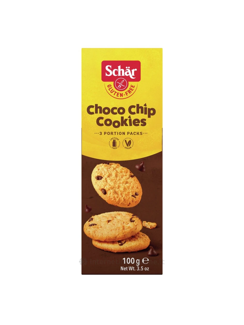 Schär CHOCO CHIP - sausainiai su šokolado gabaliukais be glitimo, 100g | internetinevaistine.lt