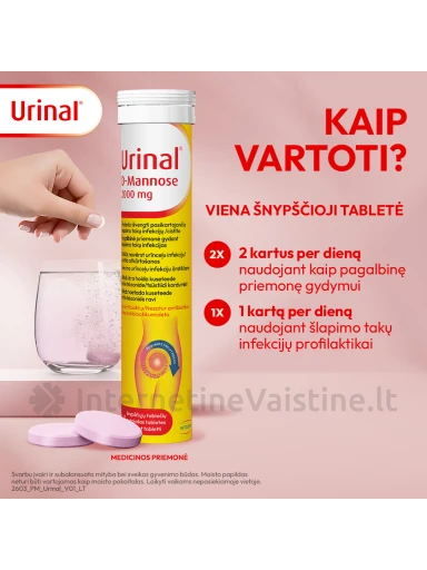WALMARK URINAL D-Mannose 2000mg šnypščiančiųjų. tab. N14 | internetinevaistine.lt