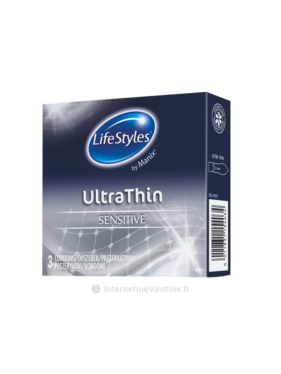 Prezervatyvai LIFESTYLES Ultra Thin, 3 vnt, 3vnt. | internetinevaistine.lt