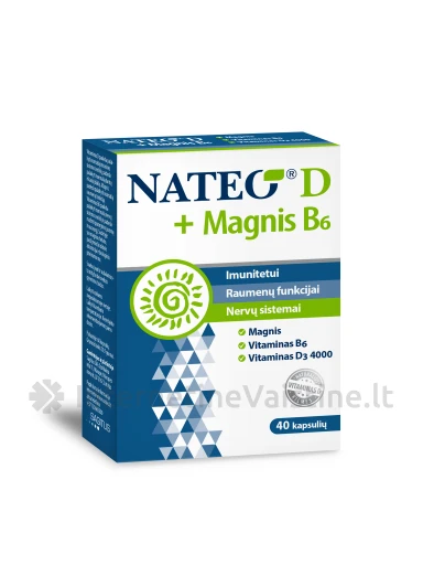 NATEO® D + Magnesium B6 IU4000, 40 kapsulių, 40 kapsulių | internetinevaistine.lt