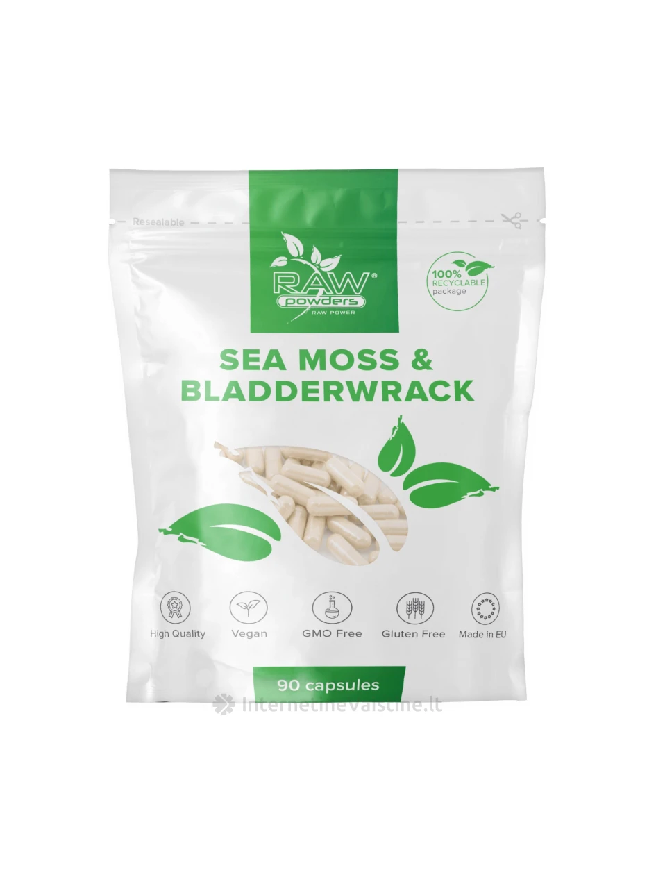 Sea Moss 250 mg & Bladderwrack 250 mg (90 kapsulių), N1 | internetinevaistine.lt
