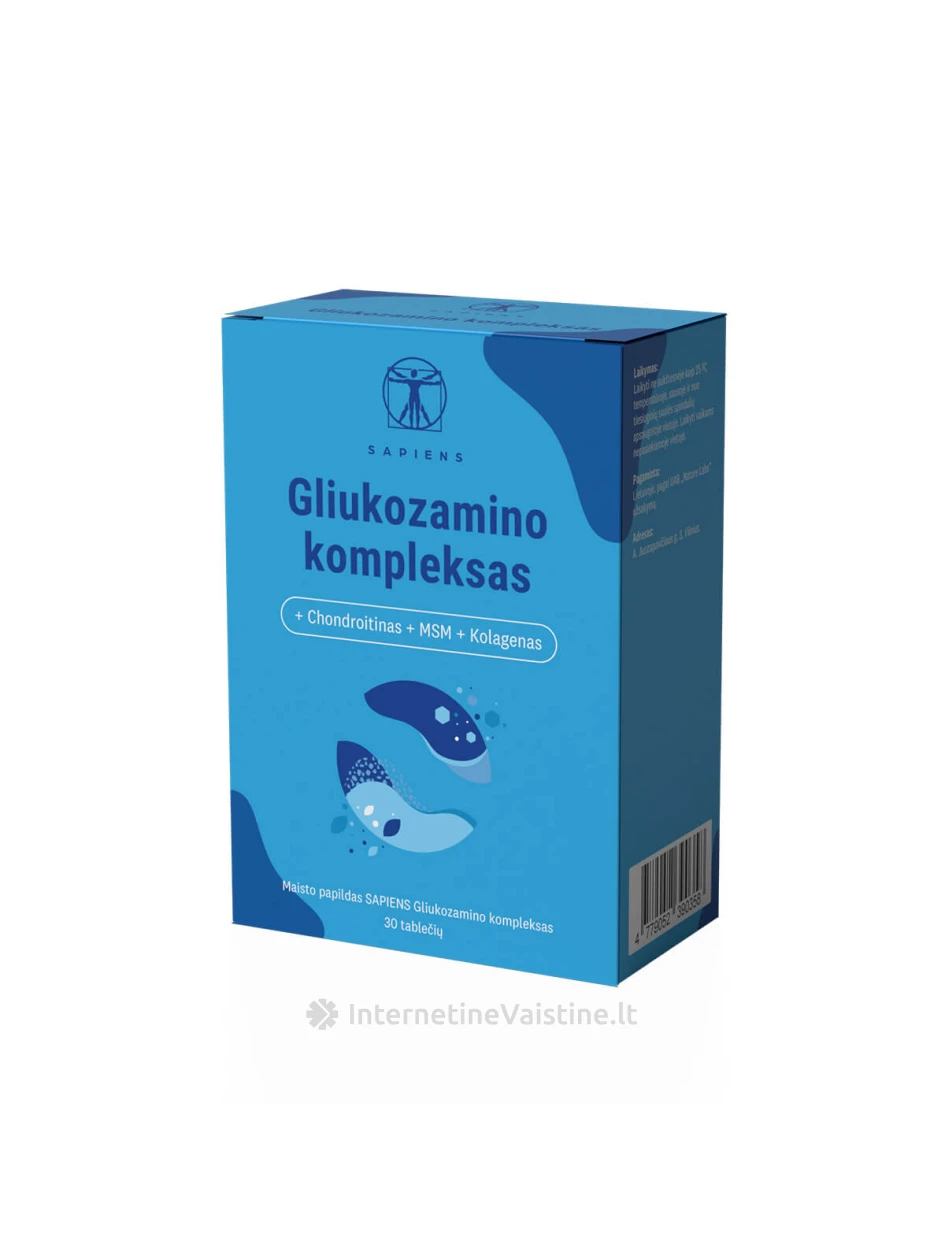 SAPIENS Gliukozamino kompleksas tab. N30, 30 vnt. | internetinevaistine.lt