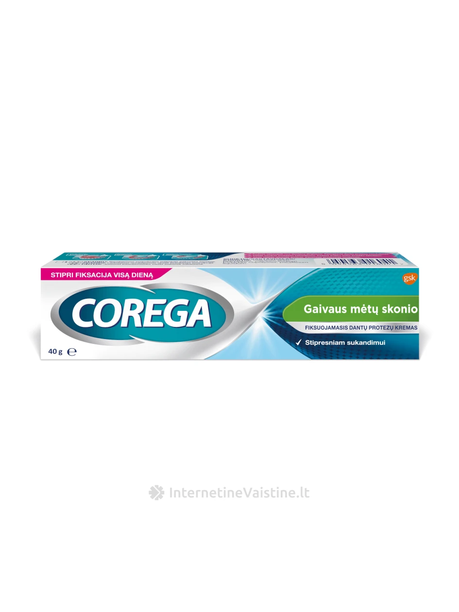 COREGA FIX fiksuojamasis dantų protezų kremas gaivaus mėtų skonio 40G | internetinevaistine.lt