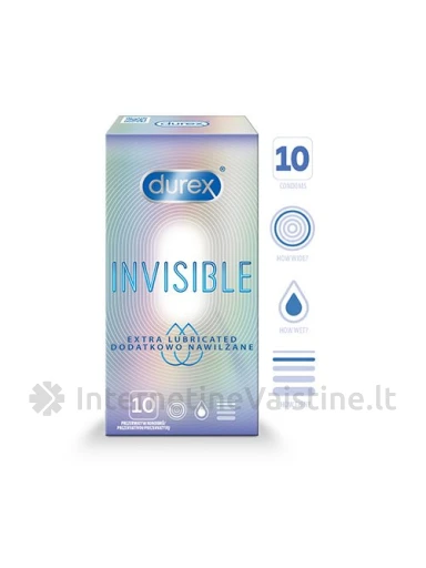 Prez. DUREX Invisible Extra Lubricated N10, 10 vnt. | internetinevaistine.lt