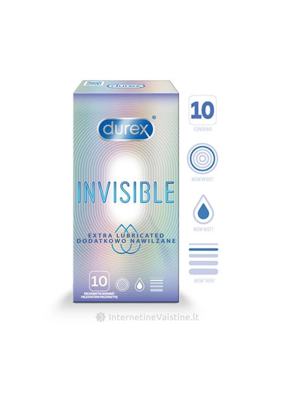 Prez. DUREX Invisible Extra Lubricated N10, 10 vnt. | internetinevaistine.lt