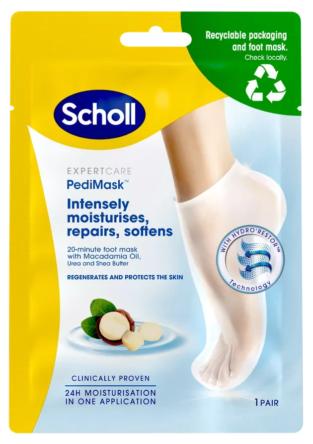 SCHOLL pėdų kaukė sausai odai su makadamijų aliejumi, 1 vnt.