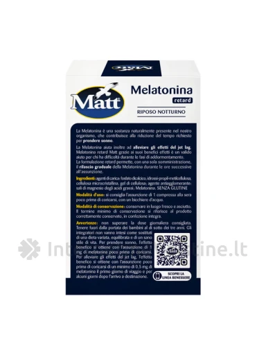 MATT Melatonina retard, maisto papildas su melatoninu, 80 tablečių | internetinevaistine.lt