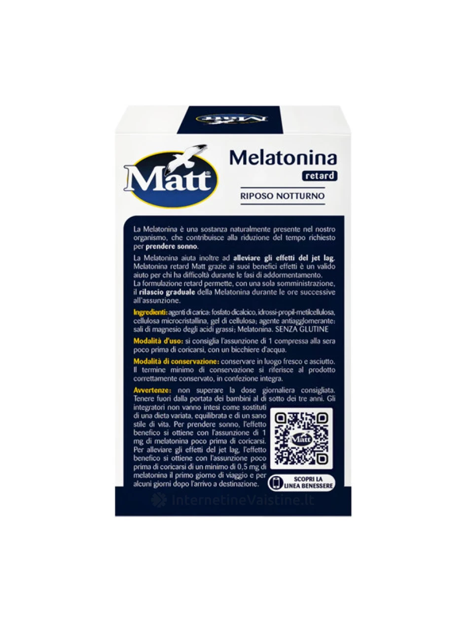 MATT Melatonina retard, maisto papildas su melatoninu, 80 tablečių | internetinevaistine.lt
