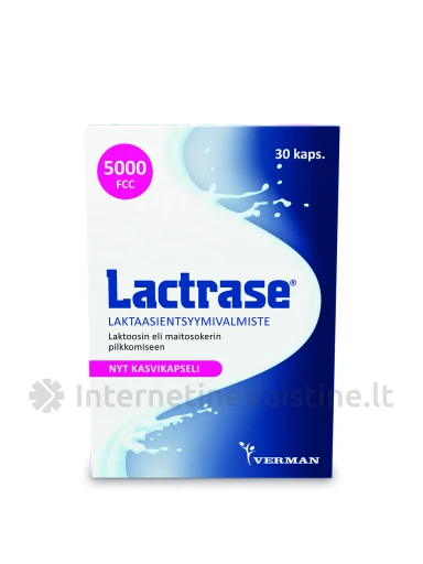 LACTRASE 5000 FCC laktazės fermentas kaps., N30 | internetinevaistine.lt