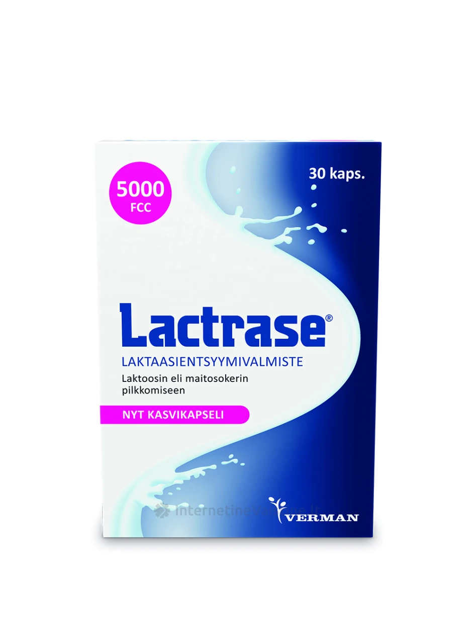 LACTRASE 5000 FCC laktazės fermentas kaps., N30 | internetinevaistine.lt