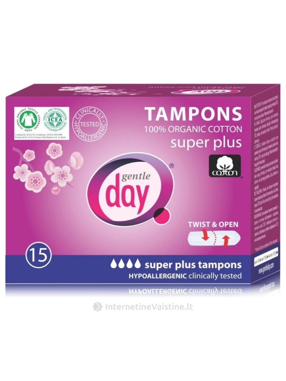 TAMPONAI GENTLE DAY SUPER PLUS EKOL. MEDVILN. N15 | internetinevaistine.lt