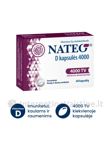 NATEO® D SV 4000, 60 kapsulių, 60 kapsulių | internetinevaistine.lt