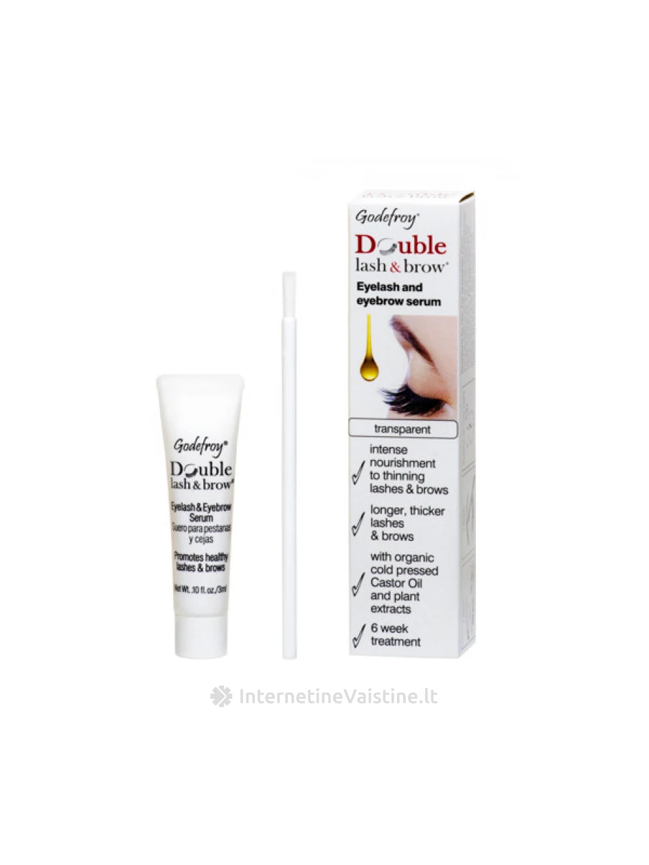 GODEFROY blakstienų ir antakių serumas skatinantis plaukų augimą DOUBLE LASH & BROW, 3 ml N1, Vnt | internetinevaistine.lt