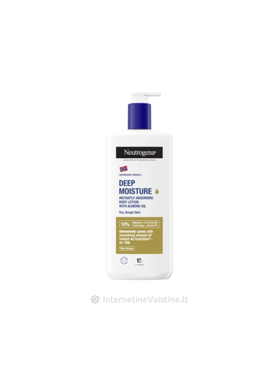 NEUTROGENA Deep Moisture greitai įsigeriantis kūno losjonas su migdolų aliejumi 400, Vnt | internetinevaistine.lt