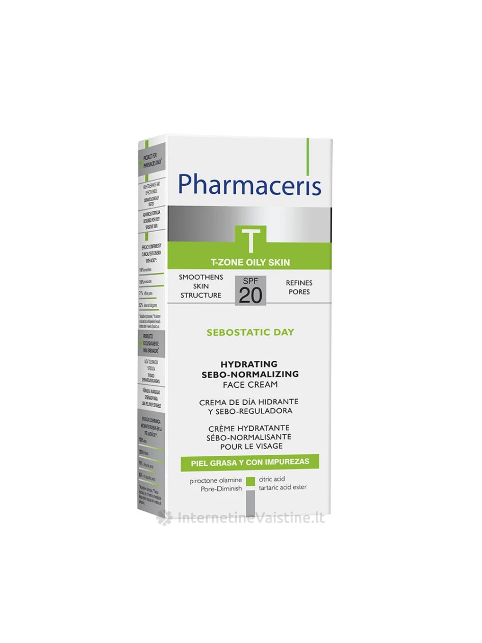 PHARMACERIS T,SEBOSTATIC 50ml normalizuojamasis dieninis kremas, N1 | internetinevaistine.lt