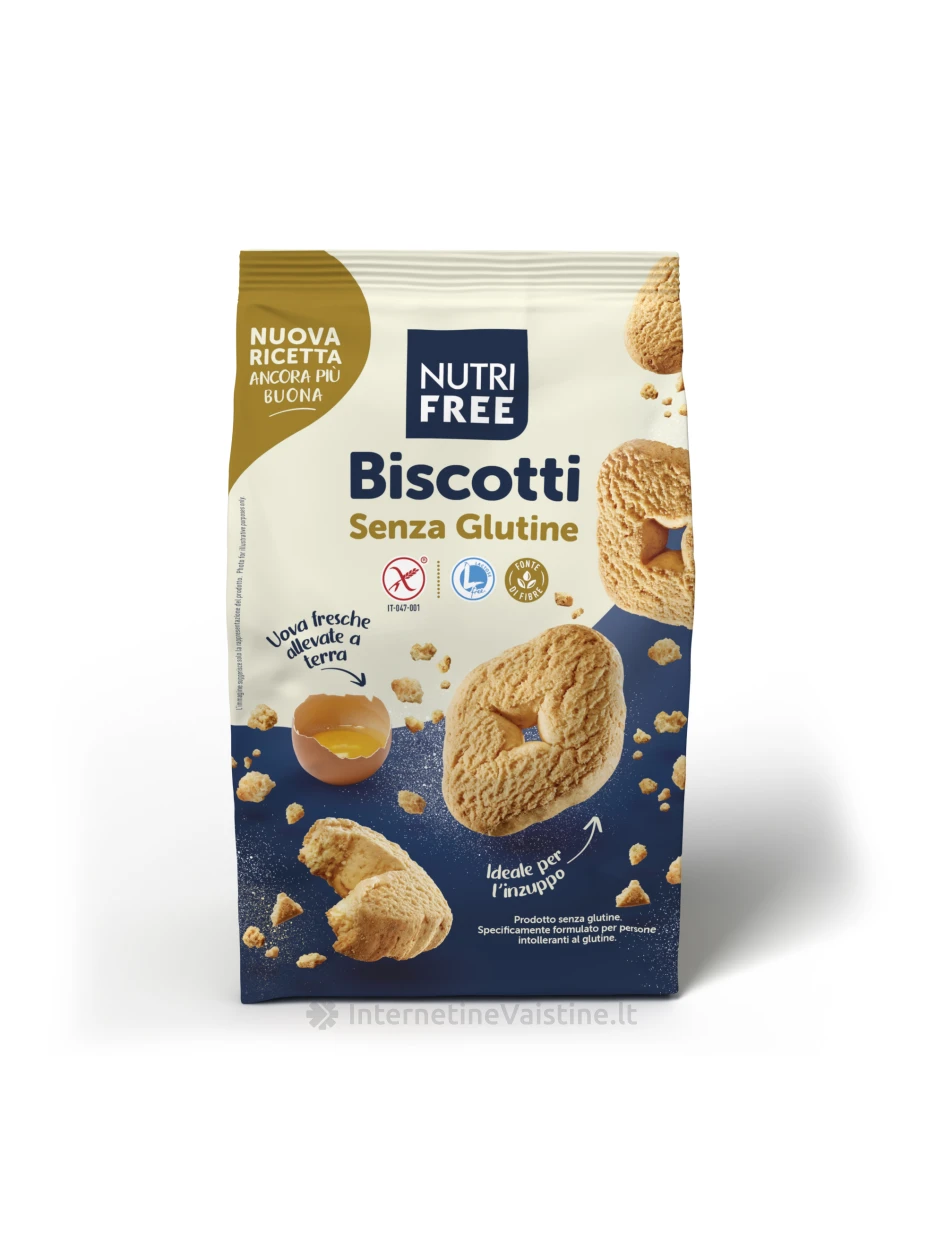 NUTRIFREE BISCOTTI - sausainiai be glitimo, 300g | internetinevaistine.lt